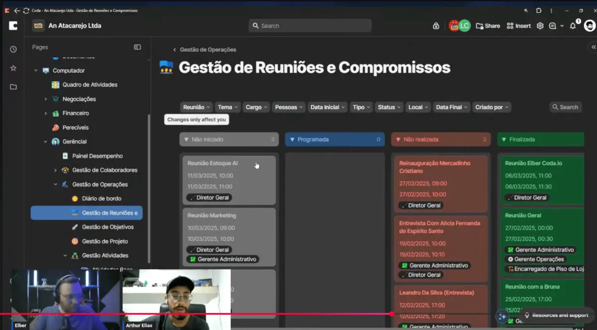 Sistema de gestão do atacarejo, aberto numa chamada com o Elber